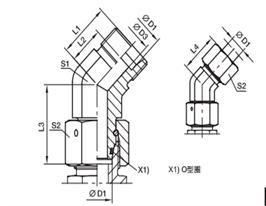 EV 45度組合接頭、PARKER卡套接頭、PARKER接頭