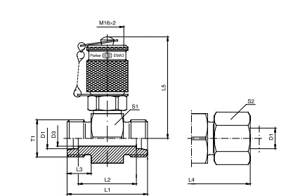 GMA3 管路測試點接頭 - 連接螺紋M16x2、PARKER卡套接頭、parker球閥